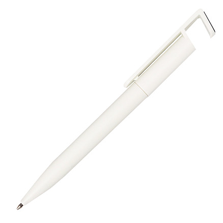 Ручка шариковая Vinsent Frost, с подставкой под мобильный телефон, пластиковая, белая