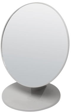 Зеркало Dewal Beauty настольное, в серой оправе, на пластиковой подставке, 20*23.5 см.