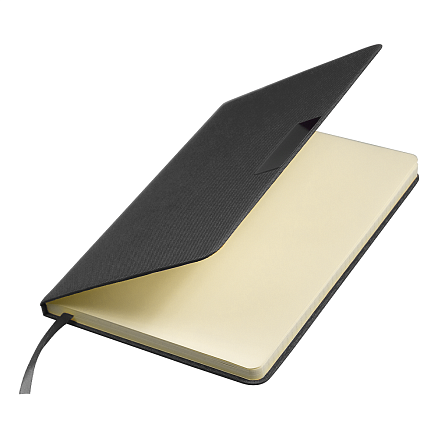 Блокнот А5 Hobard, в твердой обложке c резинкой в линейку, черный