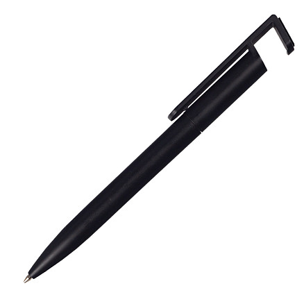 Ручка шариковая Vinsent Frost, с подставкой под мобильный телефон, пластиковая, черная