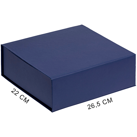 Подарочная коробка, размер 25*21*8,5 см, Solution Prestige Linen с магнитным клапаном, темно-синяя