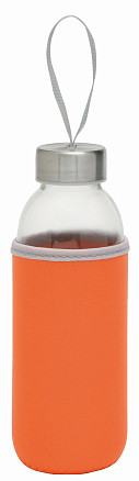 Стеклянная бутылка TAKE WELL, оранжевая, прозрачная