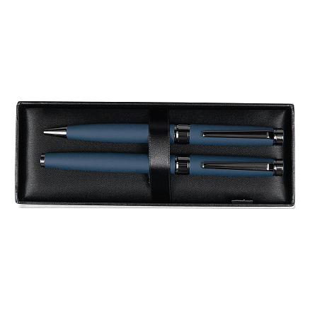Набор ручек Diplomat Solution, синий(ручка шариковая, роллер) в подарочной коробке Emotion