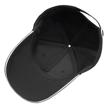 Кепка 6-панельная  Shefild  250, c белым сендвичем, черная