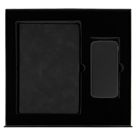 Набор подарочный Solution Prestige Duo (Ежедневник Flexy Luba, Внешний аккумулятор «Universal»), черный