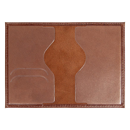 Обложка для паспорта Leather Sky Matt Trend из натуральной кожи, коричневая с белой прострочкой