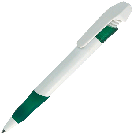 Ручка шариковая, пластиковая, белая/зеленая, NEMO