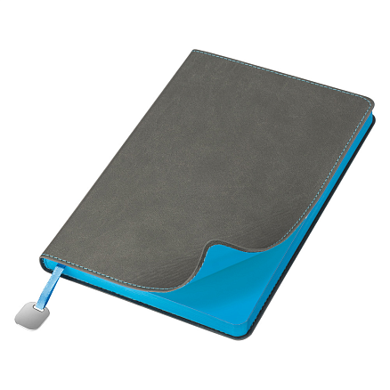 Ежедневник Flexy Latte Color А5, серый с голубым срезом, недатированный, в гибкой обложке