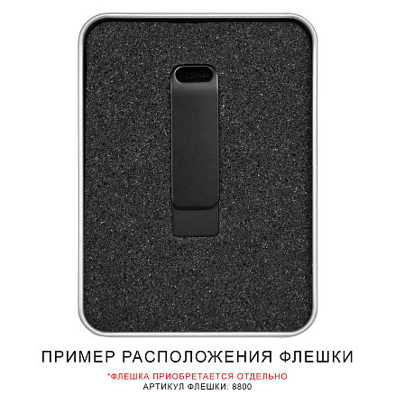 Футляр Bergamo для флеш накопителя металлический, размер 11,5*8,5 см, серебристый