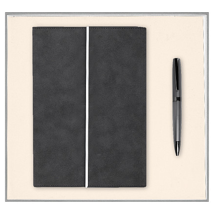 Набор подарочный Solution Prestige Duo (Ежедневник в суперобложке Country Galaxy Nuba A5+, Ручка шариковая матовая Prime), серый