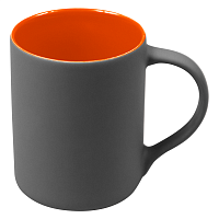 Кружка фарфоровая Casa Grande Magnolia Color Matt, матовая,  серо-оранжевая, 350 мл