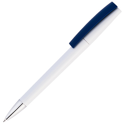 Ручка шариковая, пластиковая, белая/темно-синяя Zorro