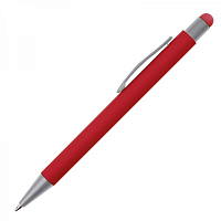 Ручка шариковая металлическая со стилусом SALT LAKE софт тач, металл, красный