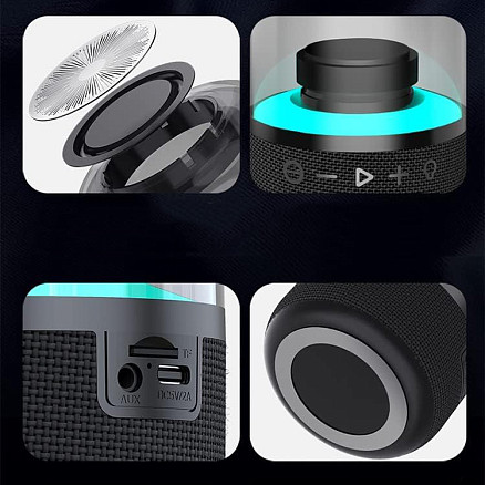 Колонка беспроводная MyTone Mega Bass со светомузыкой, черная