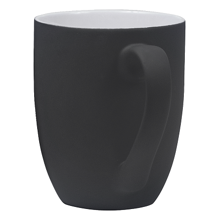 Кружка фарфоровая Casa Grande Tulip Soft софт тач, черная/белая, 350 мл