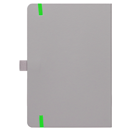 Блокнот Alfa Polo Line А5 в линейку матовый, серый, в твердой обложке с салатовой резинкой и петлей для ручки