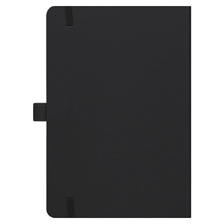 Блокнот Alfa Polo Line А5 в линейку матовый, черный, в твердой обложке с черной резинкой и петлей для ручки