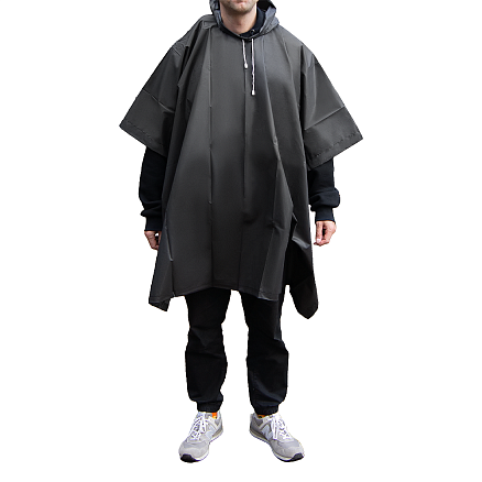 Дождевик пончо Budget туристический один размер, черный