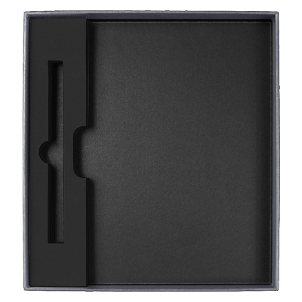 Коробка подарочная, размер  203*220*30 мм,  Solution Gift Linen  для ежедневника и ручки, антрацит (темное серебро)