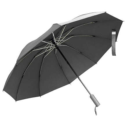 Зонт складной автоматический обратного сложения Forest Liverpool Reverse Safeclosing, диаметр 117 см, 10 панелей, с плавным закрытием, без подарочной коробки, серый