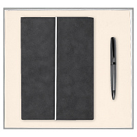 Набор подарочный Solution Prestige Duo (Ежедневник в суперобложке Country Galaxy Nuba A5+, Ручка шариковая матовая Prime), серый