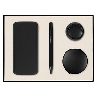 Набор подарочный Solution Prestige Quardo (внешний аккумулятор «Universal», беспроводная колонка, ручка, кабель зарядный), черный