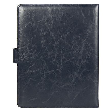 Папка-органайзер на кнопке с поворотным калькулятором и блокнотом, синяя