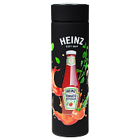 Термос вакуумный стальной Urban Prinnt Sample  Heinz  двухстеночный с медной изоляцией  450 мл, крышка с дисплеем, черный софт тач