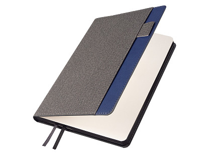 Ежедневник Flexy Smart Combi Cambric A5, серый/синий, недатированный, в гибкой обложке