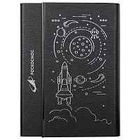 Ежедневник Alfa Bird Petrus Print Sample  Роскосмос  A5, черный, недатированный, в твердой обложке с металлическим элементом