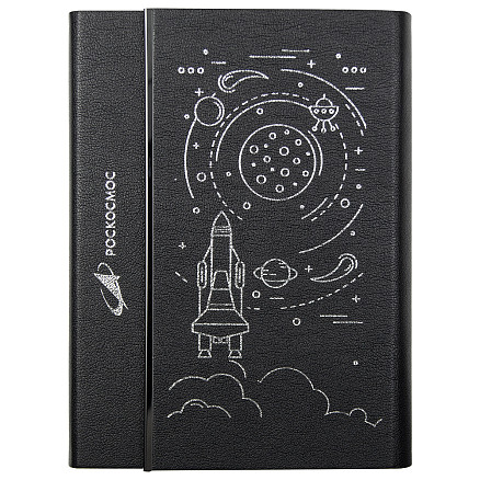Ежедневник Alfa Bird Petrus Print Sample  Роскосмос  A5, черный, недатированный, в твердой обложке с металлическим элементом