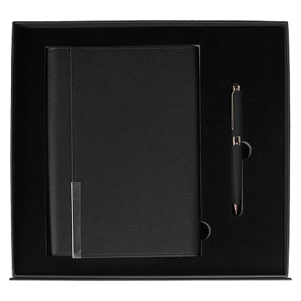 Набор подарочный Solution Prestige Duo (ежедневник в суперобложке, ручка шариковая) черный