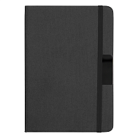 Блокнот А5 Hobard, в твердой обложке c резинкой в линейку, черный