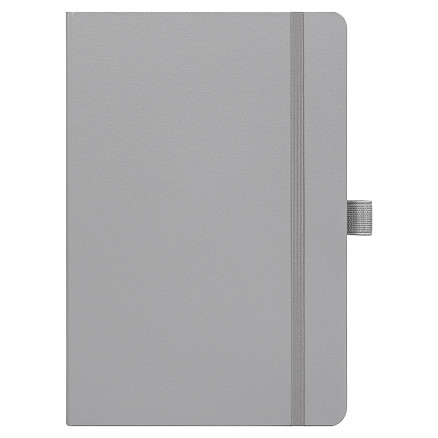 Блокнот Alfa Polo Line А5 в линейку матовый, серый, в твердой обложке с серой резинкой и петлей для ручки