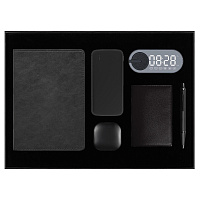 Набор подарочный Solution Prestige Sei (Ежедневник, беспроводной аккумулятор, зарядный кабель, колонка, ручка), черный