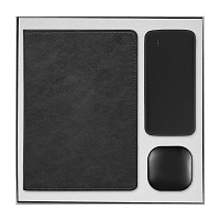 Набор подарочный Solution Prestige Trio (Ежедневник, беспроводной аккумулятор, зарядный кабель), черный