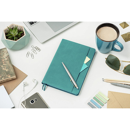 Ежедневник Flexy Smart Combi Daphne А5, бирюзовый, недатированный, в гибкой обложке