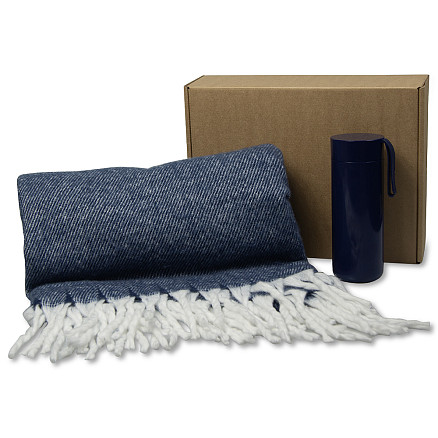 Набор подарочный Solution Duo (плед Super Soft Nature, термокружка  Бастион ), синий