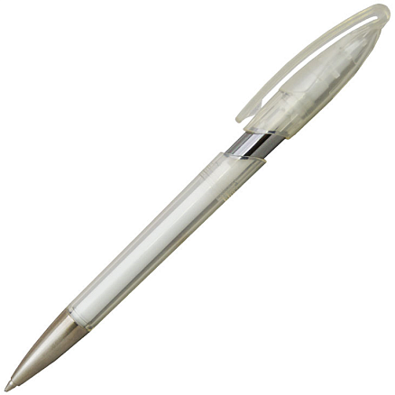 Ручка шариковая, автоматическая, пластиковая, прозрачная, металлическая, серебристая, RODEO
