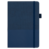 Блокнот А5 Burnie, в твердой обложке c резинкой и петлей для ручки в линейку, синий