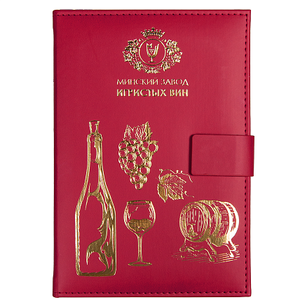 Ежедневник City Latte Pasadena Print Sample Минский завод игристых вин А5, красный, недатированный, в твердой обложке с поролоном и с магнитным клапаном