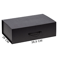 Подарочная коробка, размер 39*26,3*11 см, Solution Prestige Big Case Soft с магнитным клапаном и ручкой , с EVA ложементом 36,8*25,1*4 см под индивидуальную вырубку  , черная,