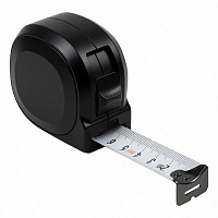 Рулетка Tools Standart, 5 метров, черная, пластиковая, с ремешком
