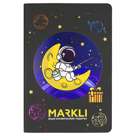 Ежедневник Flexy Latte Soft Touch Black Edition Color Print Sample Markli А5, черный/оранжевый, недатированный, в гибкой обложке