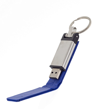 Флеш накопитель USB 2.0 Verona в кожаном чехле 16GB, металл, синий/серебристый