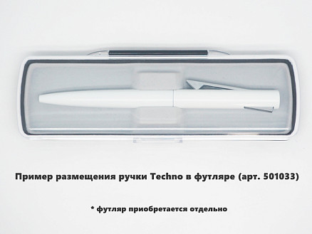 Ручка шариковая, пластиковая, металлическая, белая/серебристая, Techno Requis