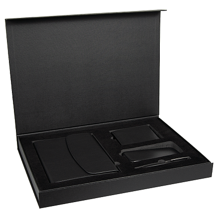 Набор подарочный Solution Prestige Quadro ( ежедневник в суперобложке, кошелек, аккумулятор «Universal», ручка), черный