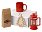 Подарочный набор с чаем, кружкой, френч-прессом и новогодней подвеской Чаепитие, красный_КРУЖКА- КРАСНЫЙ, ФРЕНЧ-ПРЕСС- КРАСНЫЙ/ПРОЗРАЧНЫЙ