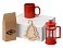 Подарочный набор с чаем, кружкой, френч-прессом и новогодней подвеской Чаепитие, красный small_img_1