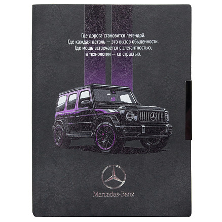 Ежедневник Flexy Foggia Shamois Print Sample Mersedes-Benz B5, черный, недатированный, в гибкой обложке, в подарочной коробке